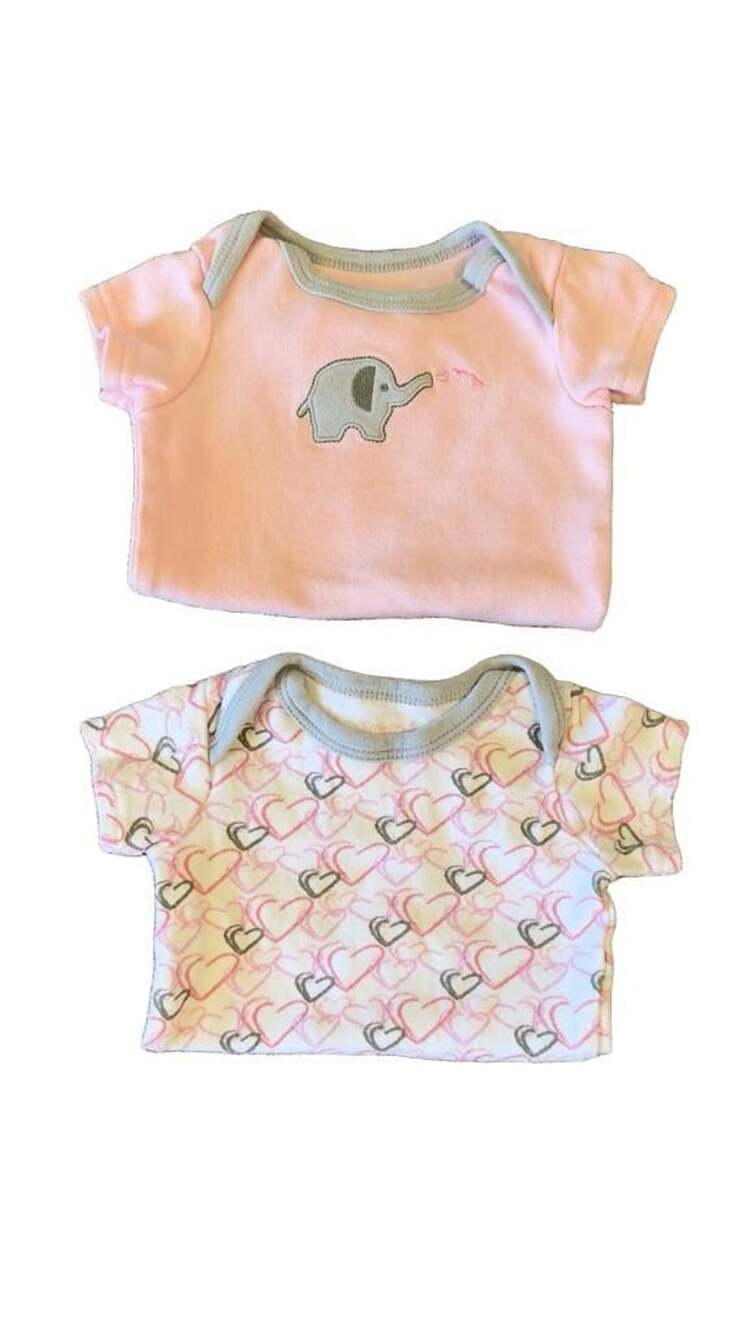 Baby Onesie Lot of 2 Pink Elephant and Hearts Short Sleeve Onesies